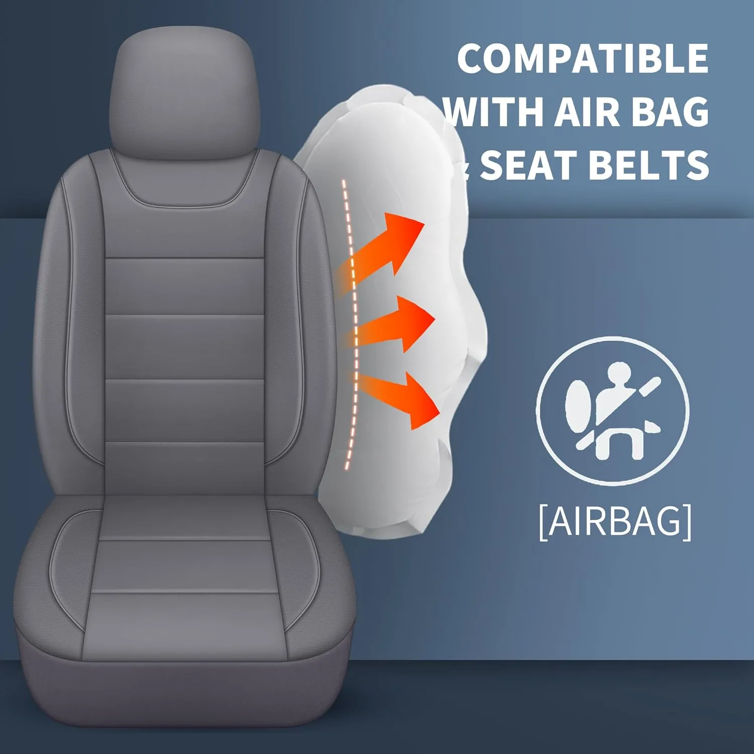 Car Seat Covers, Quilting Leather Seat Cover Two Front Seats,Waterproof Faux Leather Automotive Seat Covers for Cars,Universal Car Interior Fit for Suvs,Trucks,Airbag Compatible (2PCS,N4)