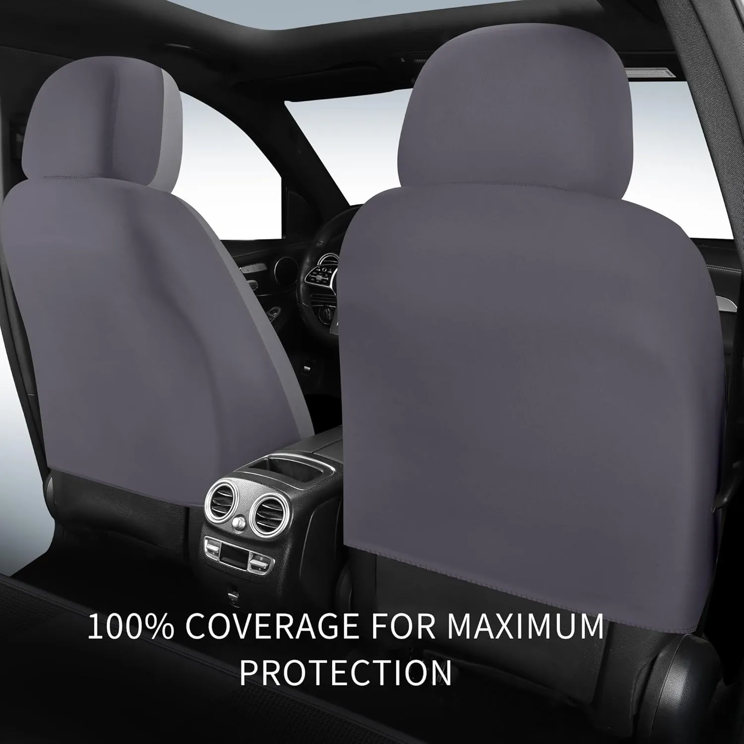 Car Seat Covers, Quilting Leather Seat Cover Two Front Seats,Waterproof Faux Leather Automotive Seat Covers for Cars,Universal Car Interior Fit for Suvs,Trucks,Airbag Compatible (2PCS,N4)