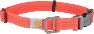 Carhartt Fully Adjustable Nylon Webbing Collars for Dogs, Reflective Stitching for Visibility, Coral Glow (Nylon Webbing), Medium