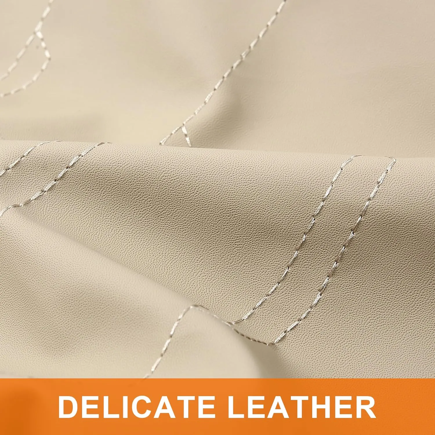 CAROMOP Luxury PU Leather Car Seat Covers Full Set,Waterproof Faux Leather Split Bench Seat Covers for Cars,Universal Car Interior Covers Seat Protectors for Sedans SUVs Pick-up Trucks(Beige/Beige)