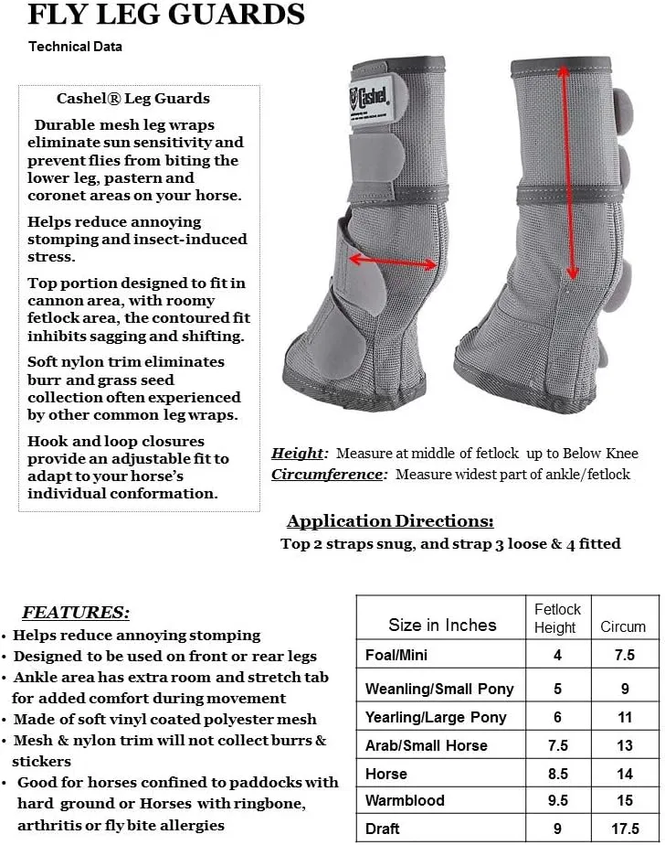Cashel Crusader Horse Fly Leg Guards Small Pony Grey