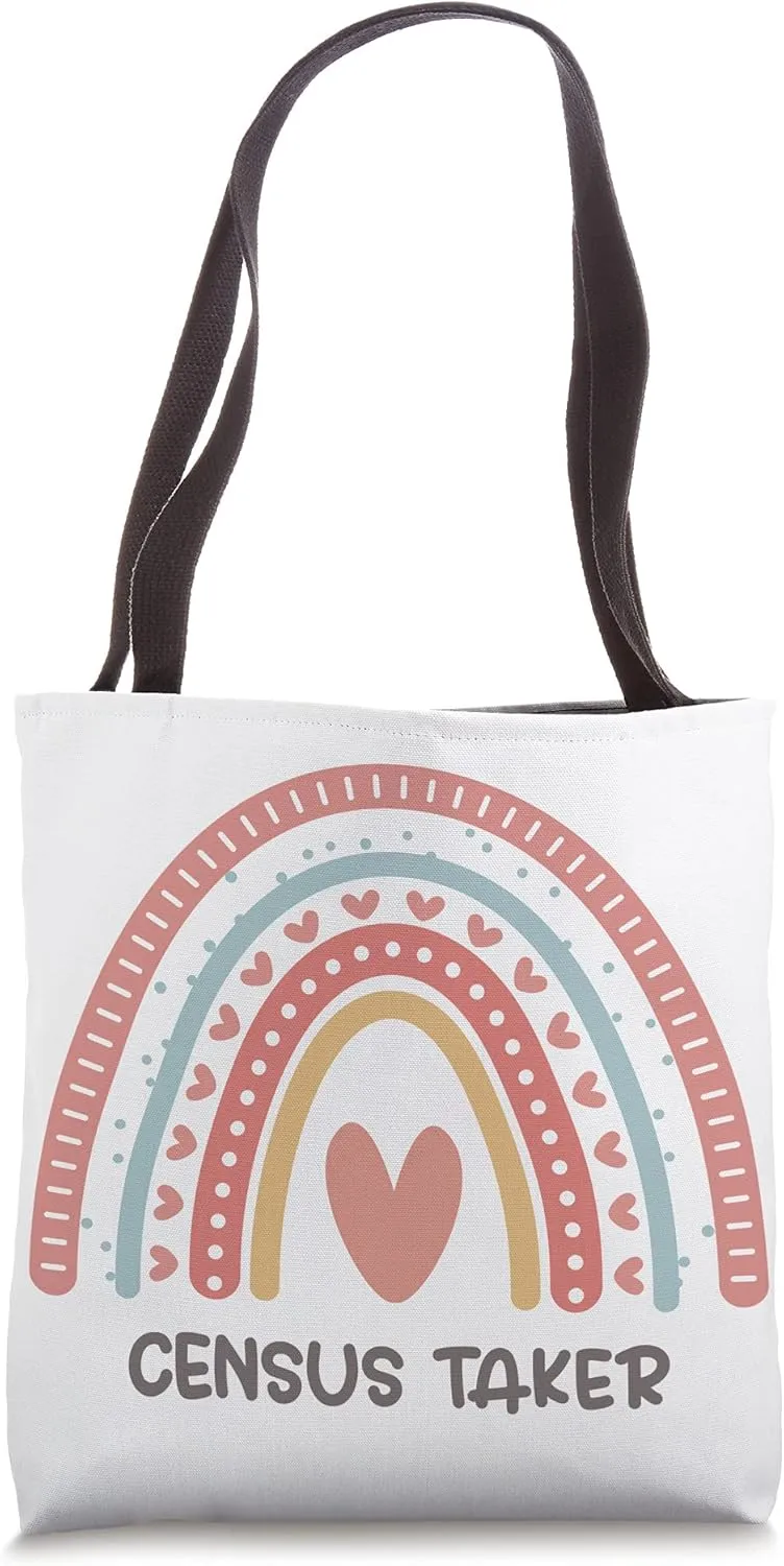 Census taker Boho Design Rainbow Cute Tote Bag