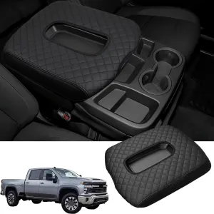 Center Console Cover Compatible with 2019-2024 Chevy Silverado/GMC Sierra Jump Seat Accessories, Middle Console Armrest Lid Leather Protective Cover( For Jump Seat Console Only)