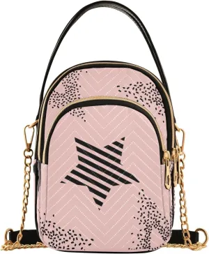 Chaotic Pattern with Stars Crossbody Bags for Women Multi Pocket Shoulder Handbags with Adjustable Strap