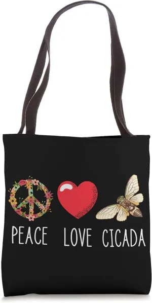 Cicada Peace Love Magicicada Brood Swarm Insect Bug Invasion Tote Bag