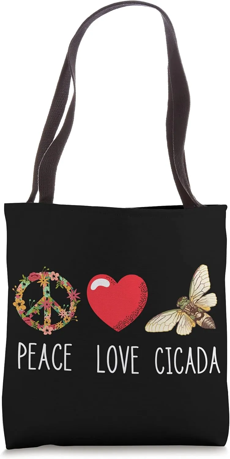Cicada Peace Love Magicicada Brood Swarm Insect Bug Invasion Tote Bag