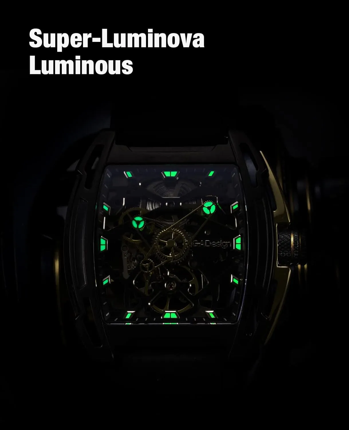 CIGA Design Z Series Automatic Mechanical Watch, Luxury Skeleton Wristwatch Tonneau with Leather and Silicone Strap Stainless Steel Business Dress Waterproof Timepiece Gifts for Men and Women
