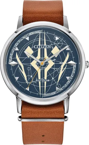 Citizen Men's Eco-Drive Ahsoka Tano Star Wars Watch, Stainless Steel Case, Diamond-Shaped Markers, Brown Leather Strap (Model: BJ6508-02W)