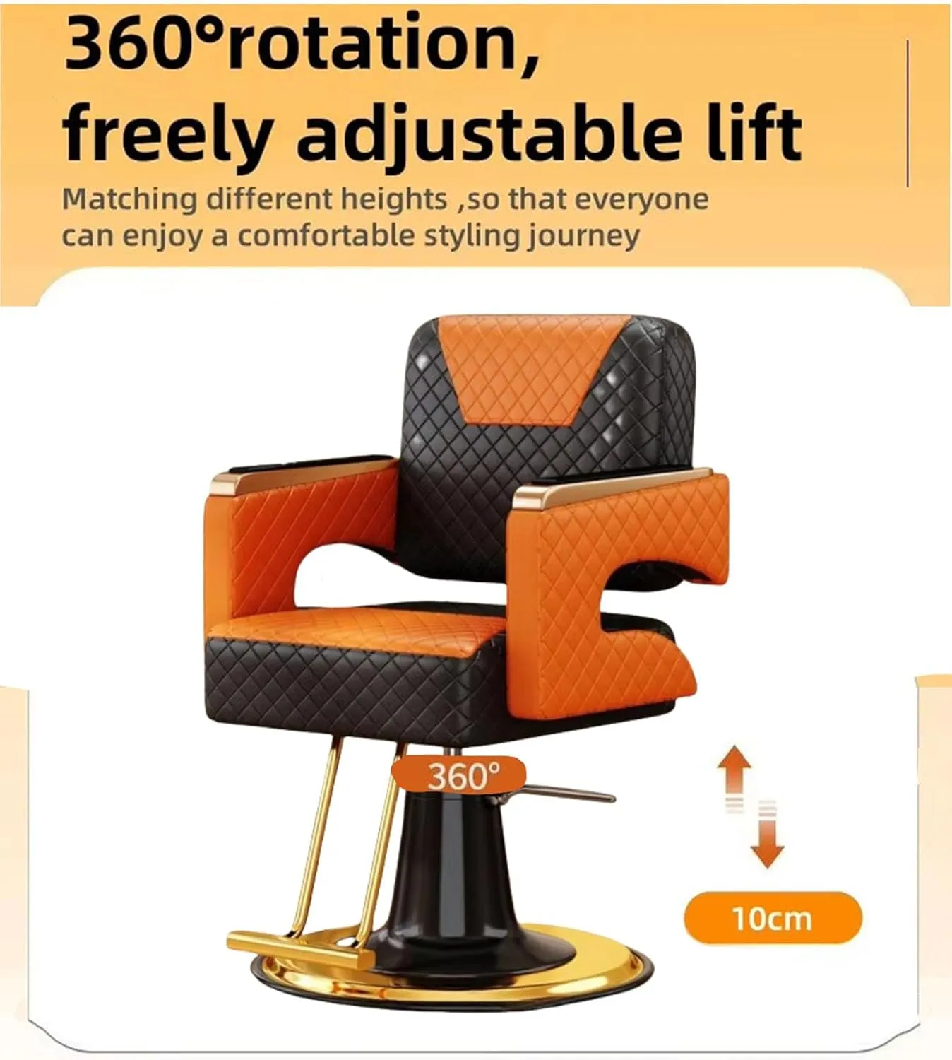 Classic Checkered Barber Chair - Ergonomic 360° Swivel Salon Chair with Hydraulic Lift,Black/c