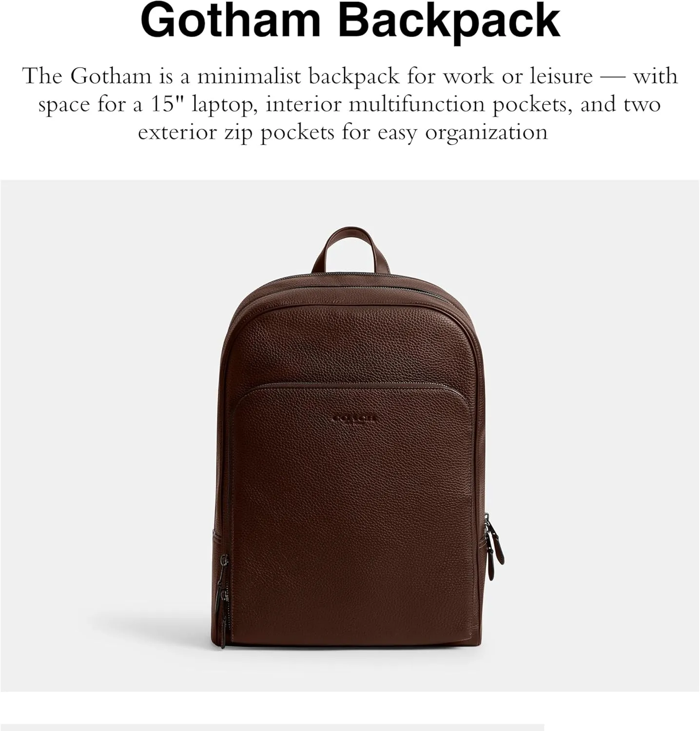 Coach Men's Gotham Backpack in Pebble Leather, Maple, One Size