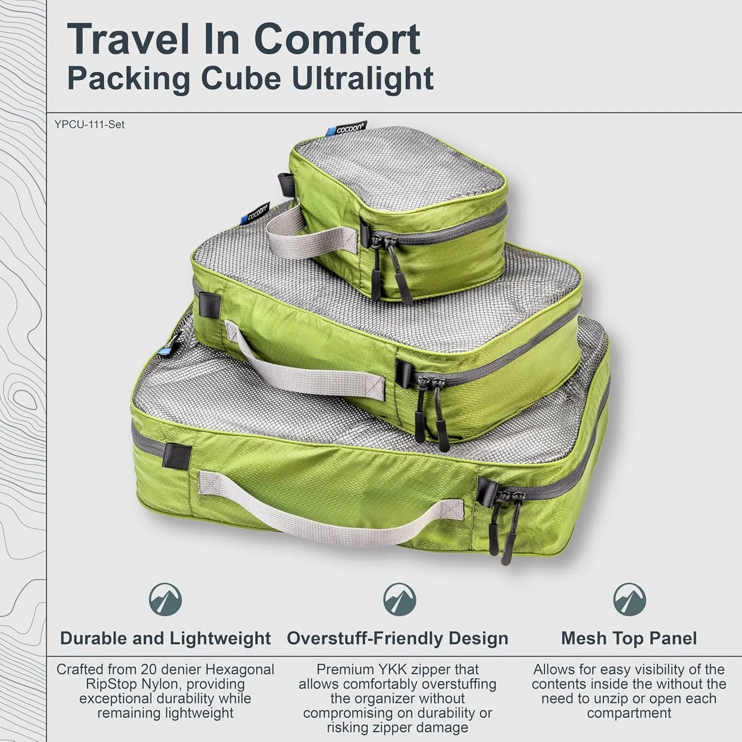 COCOON - Premium - Packing Cube - Ultralight SET - Olive Green - Set of 3
