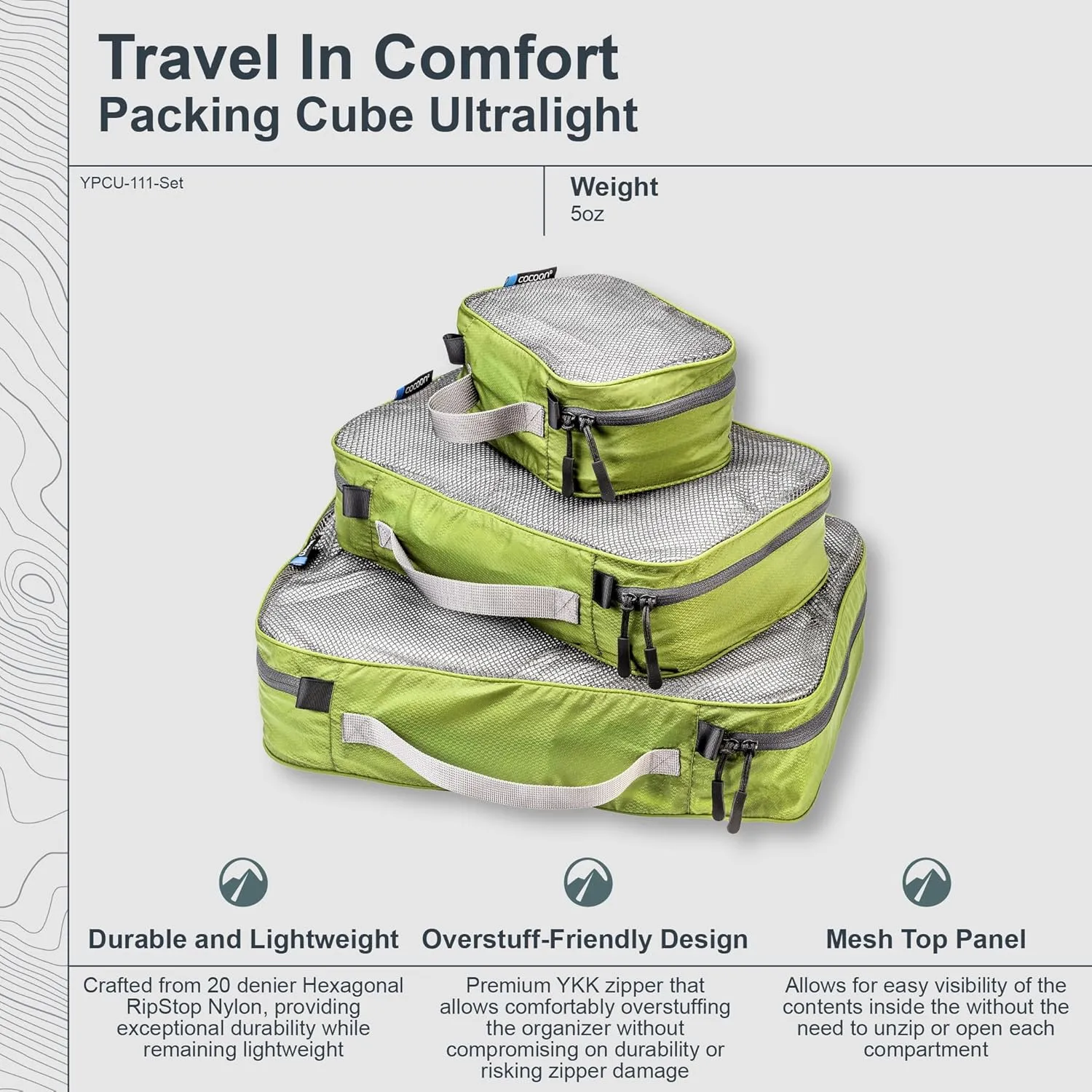 COCOON - Premium - Packing Cube - Ultralight SET - Olive Green - Set of 3