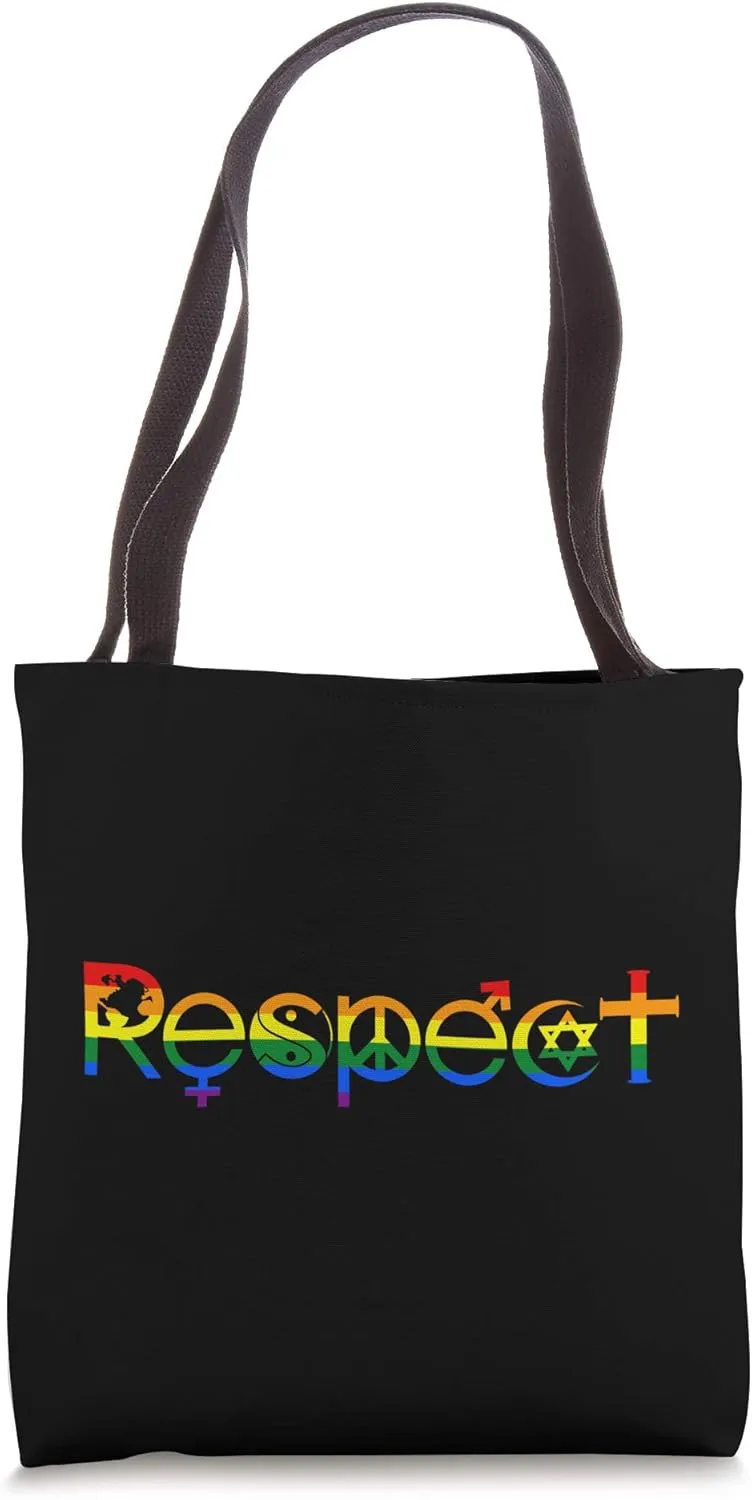 Coexist with Respect Gay Pride LGBTQ Rainbow Tote Bag