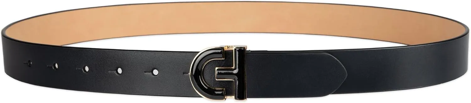Cole Haan Women's Casual Logo Plaque Buckle Belt