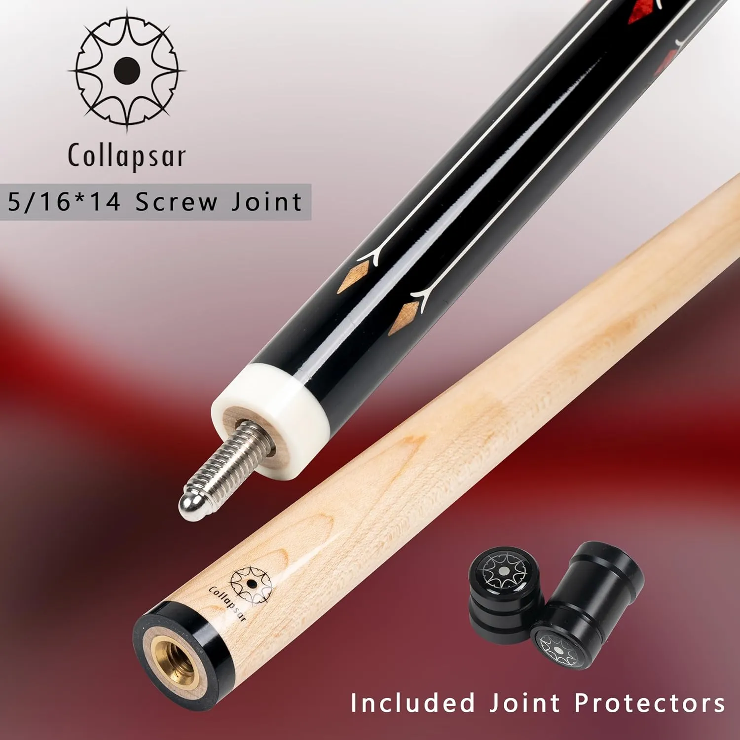 Collapsar CA Pool Stick with 1X1 Hard Case,58" Maple Professional Billiard Cue Stick,19-21 oz Pool Cue Set