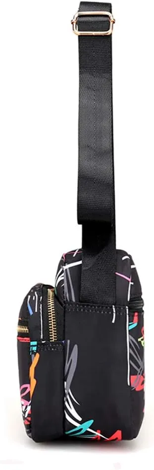 Collsants Small Nylon Purse Mini Crossbody Bag Travel Shoulder Bag Multi Zipper Pockets
