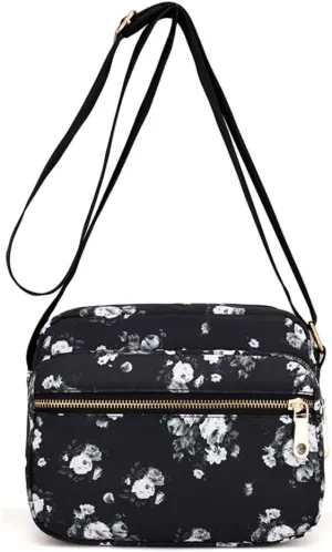 Collsants Small Nylon Purse Mini Crossbody Bag Travel Shoulder Bag Multi Zipper Pockets