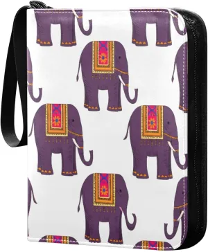 Colorful Blanket Elephants Card Binder 4-Pocket, 400 Pockets Trading Cards Holder Games Card Albums Storage Organizer Case for Football, Baseball Cards