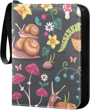 Colorful Flowers Card Binder 4-Pocket, 400 Pockets Trading Cards Holder Games Card Albums Storage Organizer Case for Football, Baseball Cards