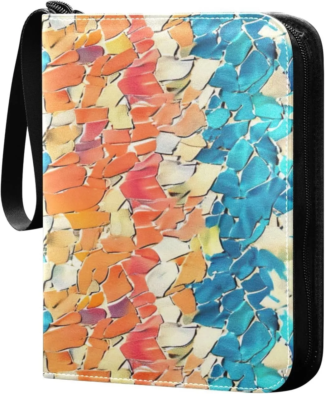 Colorful Tiled Design Card Binder 4-Pocket, 400 Pockets Trading Cards Holder Games Card Albums Storage Organizer Case for Football, Baseball Cards