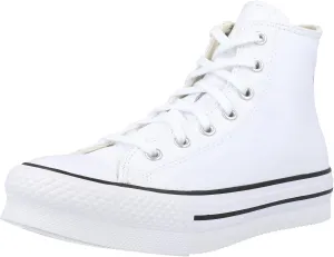Converse Chuck Taylor All Star Eva Lift Platform Leather (Big Kid) Sneaker, White/Natural Ivory/Black, 3.5 US Unisex