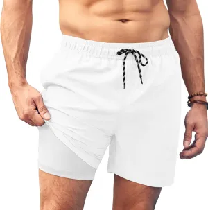 COOFANDY Men Swim Trunk with Compression Liner 2 in 1 Swimwear Bathing Suit Quick Dry Board Short