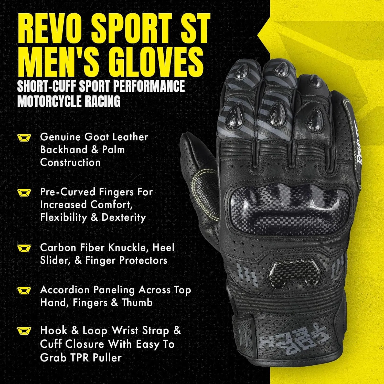 cortech Men's Revo Sport Short Cuff Motorcycle Gloves