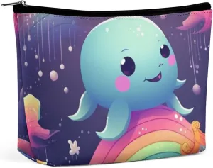 Cosmetic Bag Travel Makeup Bag Waterproof Toiletry Bag Cute Sea Animal Rainbow Makeup Organizer Case Portable Toiletry Pouch Large Capacity Zipper Pouch for Women Men