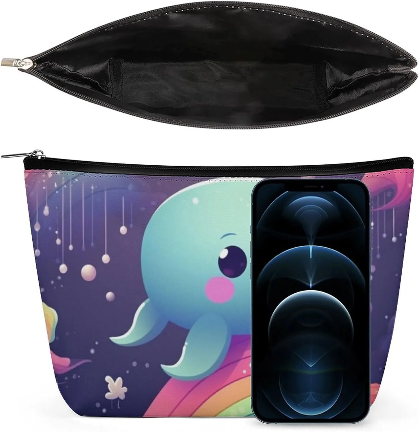 Cosmetic Bag Travel Makeup Bag Waterproof Toiletry Bag Cute Sea Animal Rainbow Makeup Organizer Case Portable Toiletry Pouch Large Capacity Zipper Pouch for Women Men