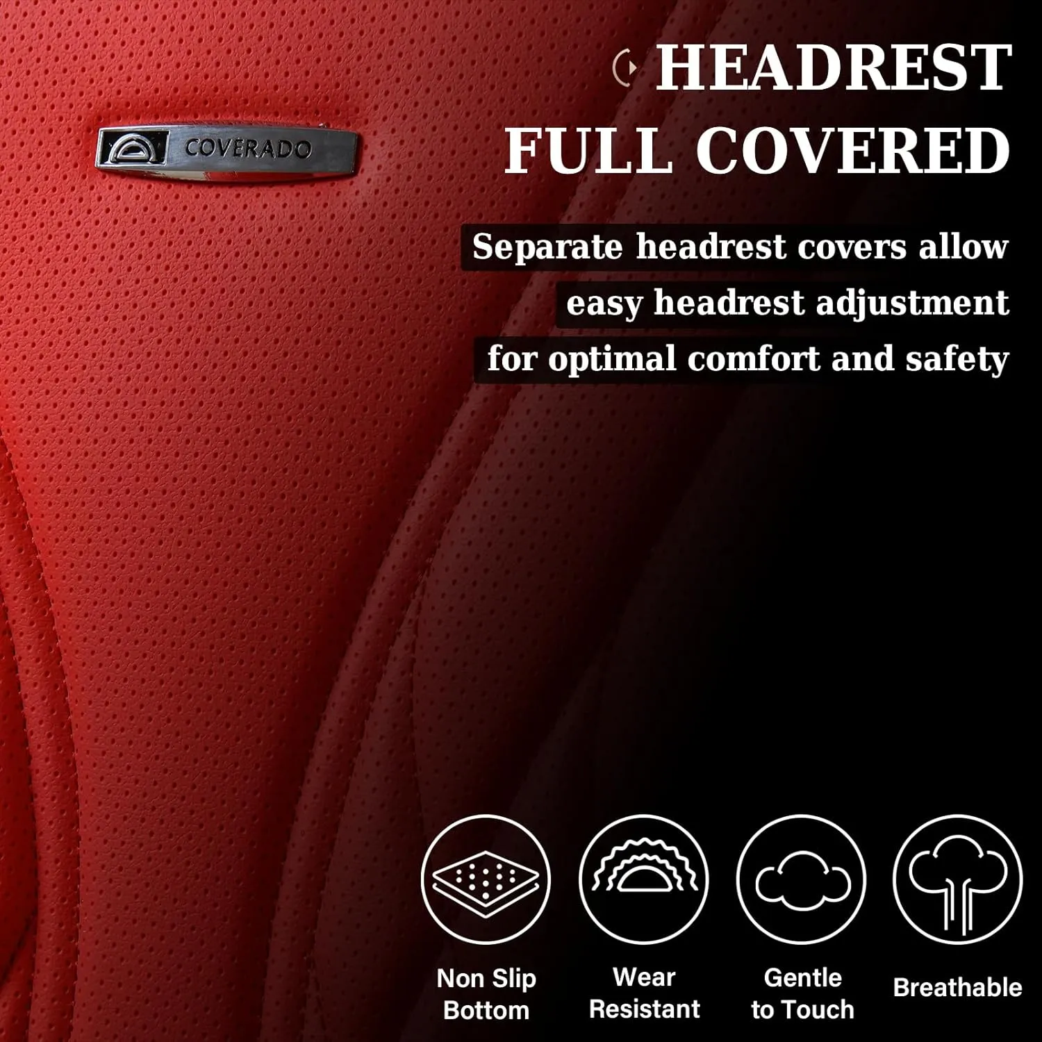 Coverado Car Seat Covers, Car Seat Covers Front Seats, 2-Pack Front Seat Cover, Nappa Leather Waterproof Seat Covers, Car Seat Protectors, Automotive Seat Covers Universal Fit for Most Vehicles Red