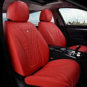 Coverado Car Seat Covers, Car Seat Covers Front Seats, 2-Pack Front Seat Cover, Nappa Leather Waterproof Seat Covers, Car Seat Protectors, Automotive Seat Covers Universal Fit for Most Vehicles Red