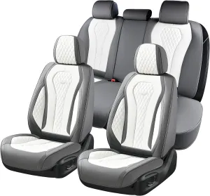 Coverado Car Seat Covers Full Set - Waterproof Cushion, Front and Back Seat Protectors, Universal Fit for Most Cars - White