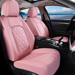 Coverado Front Seat Covers, Luxury Faux Leather Seat Covers for Cars, Pink Car Seat Covers, Car Seat Protector Waterproof, Automotive Interior Accessories Universal Fit for Most Sedans, SUVs, Trucks
