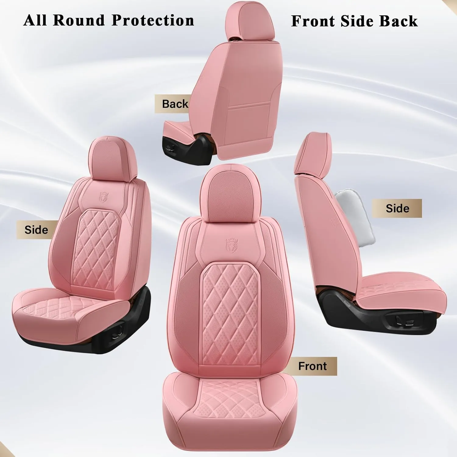 Coverado Front Seat Covers, Luxury Faux Leather Seat Covers for Cars, Pink Car Seat Covers, Car Seat Protector Waterproof, Automotive Interior Accessories Universal Fit for Most Sedans, SUVs, Trucks