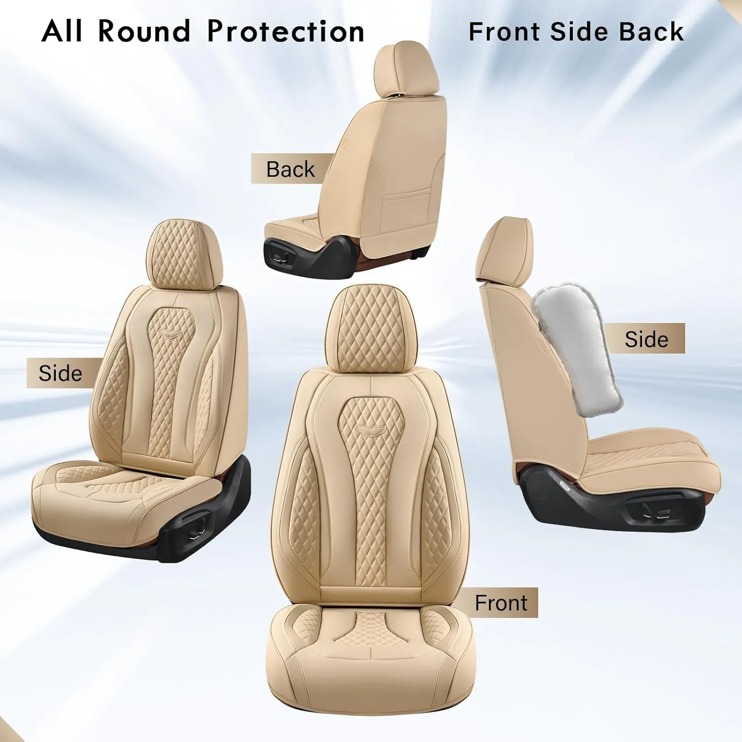 Coverado Seat Covers, Car Seat Covers Front Seats, Beige Car Seat Cover, Waterproof Car Seat Covers, Car Seat Cushion, Front Car Seat Covers Leatherette Car Seat Protector Universal Fit Most Cars