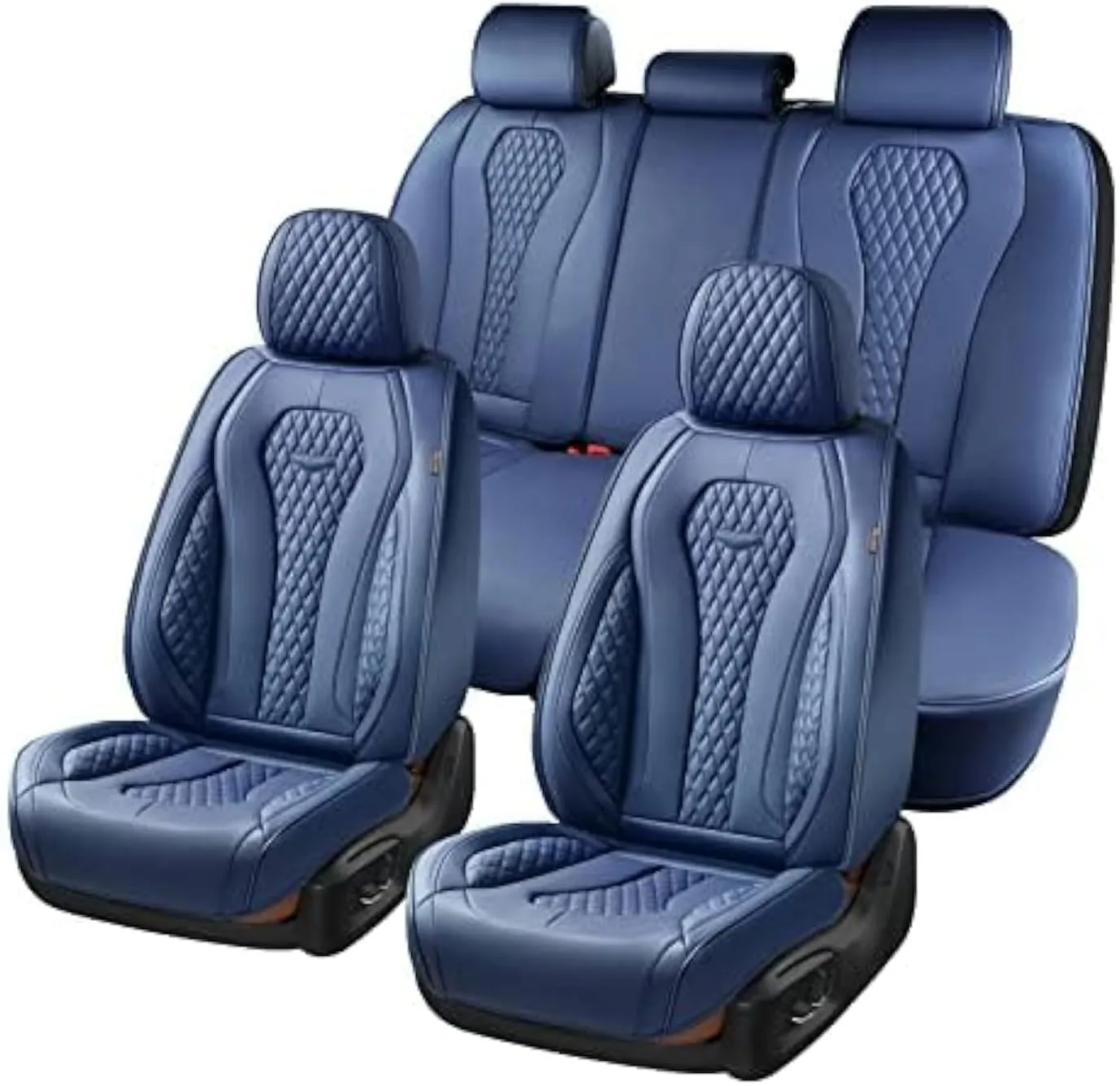 Coverado Seat Covers, Car Seat Covers Full Set, Blue Car Seat Cover, Car Seat Covers Front Seats Back Seat Cover, Waterproof Car Seat Cushion,Leather Seat Cover Seat Protector Universal Fit Most Cars