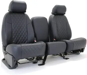 Coverking Custom Fit Seat Cover Designed for Select Ford Models: 1 Row, Leatherette Fabric, Black