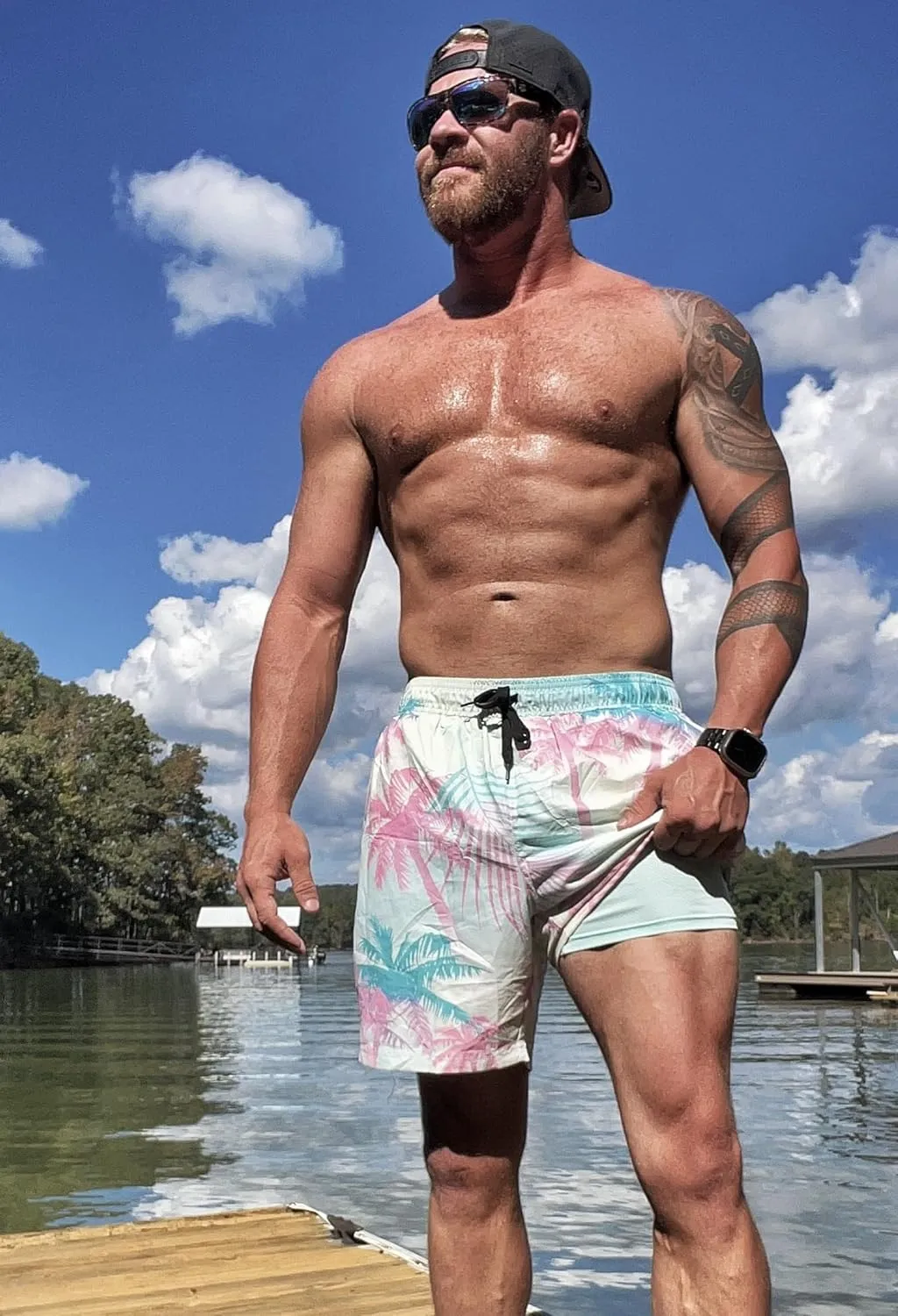 Cozople Mens Swim Trunks with Compression Liner 5.5" Inseam Quick Dry Bathing Suit Lightweight Swimming Shorts