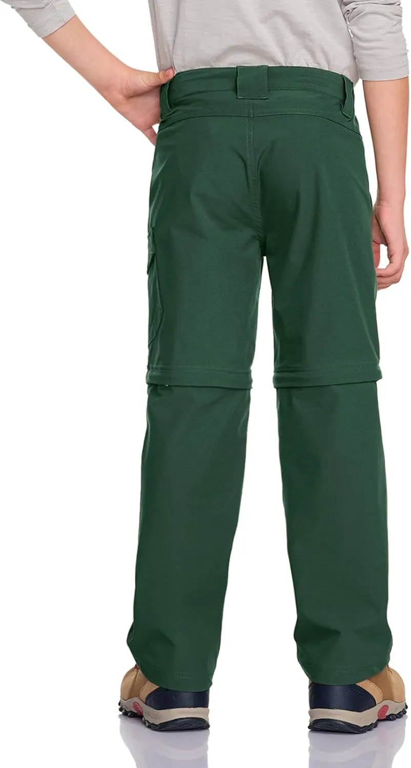 CQR Kids Youth Hiking Cargo Pants, UPF 50  Quick Dry Convertible Zip Off Pants, Outdoor Camping Pants