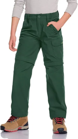 CQR Kids Youth Hiking Cargo Pants, UPF 50  Quick Dry Convertible Zip Off Pants, Outdoor Camping Pants