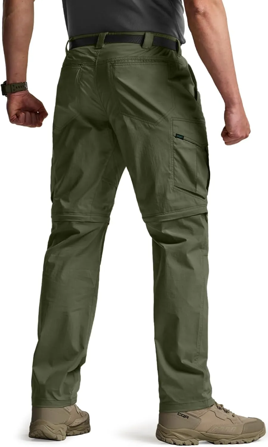 CQR Men's Convertible Cargo Tactical Pants, Water Resistant Outdoor Hiking Pants, Zip Off Lightweight Stretch Work Pants