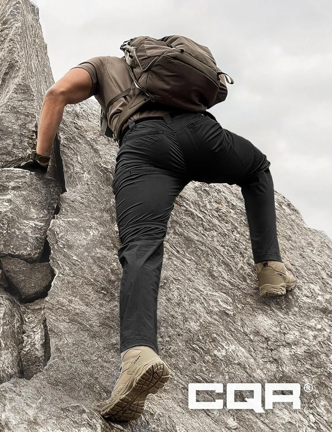 CQR Men's Convertible Cargo Tactical Pants, Water Resistant Outdoor Hiking Pants, Zip Off Lightweight Stretch Work Pants