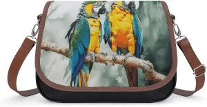 Crossbody Bags for Women Shoulder Bag Leather Handbag Parrots Messenger Bag Office Work Bag