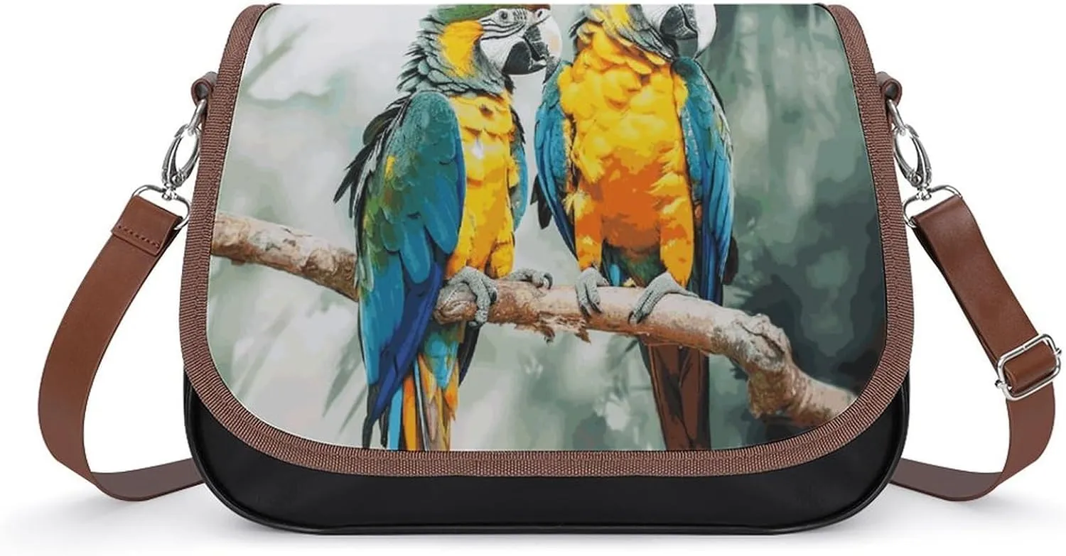 Crossbody Bags for Women Shoulder Bag Leather Handbag Parrots Messenger Bag Office Work Bag