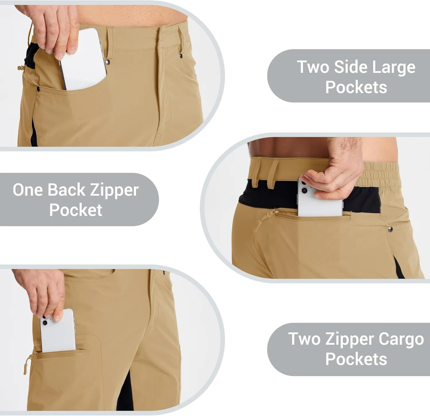 CRYSULLY Men's Hiking Cargo Shorts Outdoor Summer Lightweight Quick Dry Casual Shorts with 5 Pocket