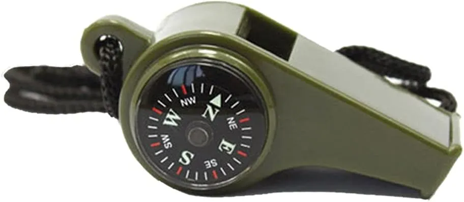 CSCDD 1PC Outdoor Whistle Compass Thermometer 3 in 1 Camping Hiking Accessory Multi-Functional Survival Tools Nylon Neck Rope Compass