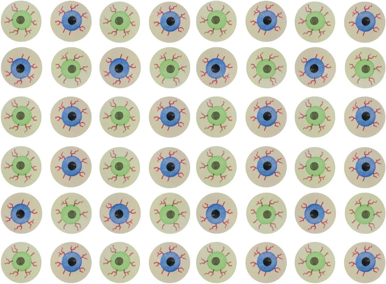 Curious Minds Busy Bags Bulk - 48 Eye Glow in The Dark Super Bouncy Balls - Spooky Eyeball Novelty Party Favor Toy Halloween, Ophthalmologist, Optometry Anatomy (4 Dozen)