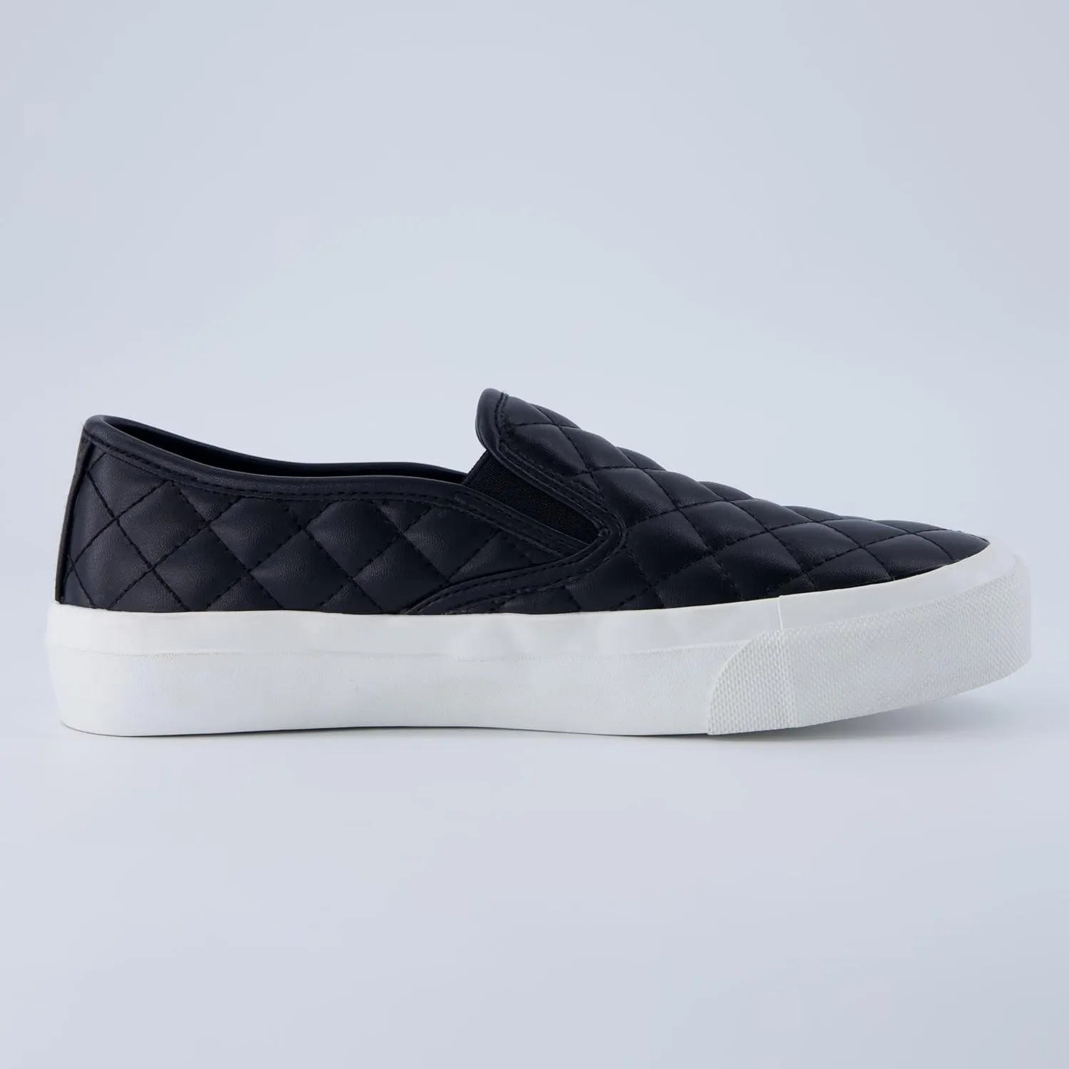 CUSHIONAIRE Faze Women’s Quilted Slip-On Sneaker – Faux Leather Casual Shoe with Memory Foam Insole & Rubber Outsole
