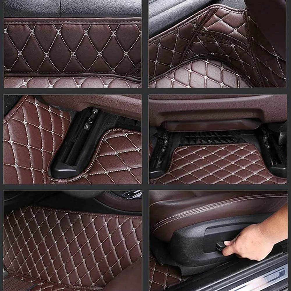 Custom Personalized Floor Mats for Cars - Luxury Full Coverage All Weather Mats, Anti-Slip Leather Mat Set, Fit for 99% of Cars, SUVs & Trucks (Black Red, A-Diamond)