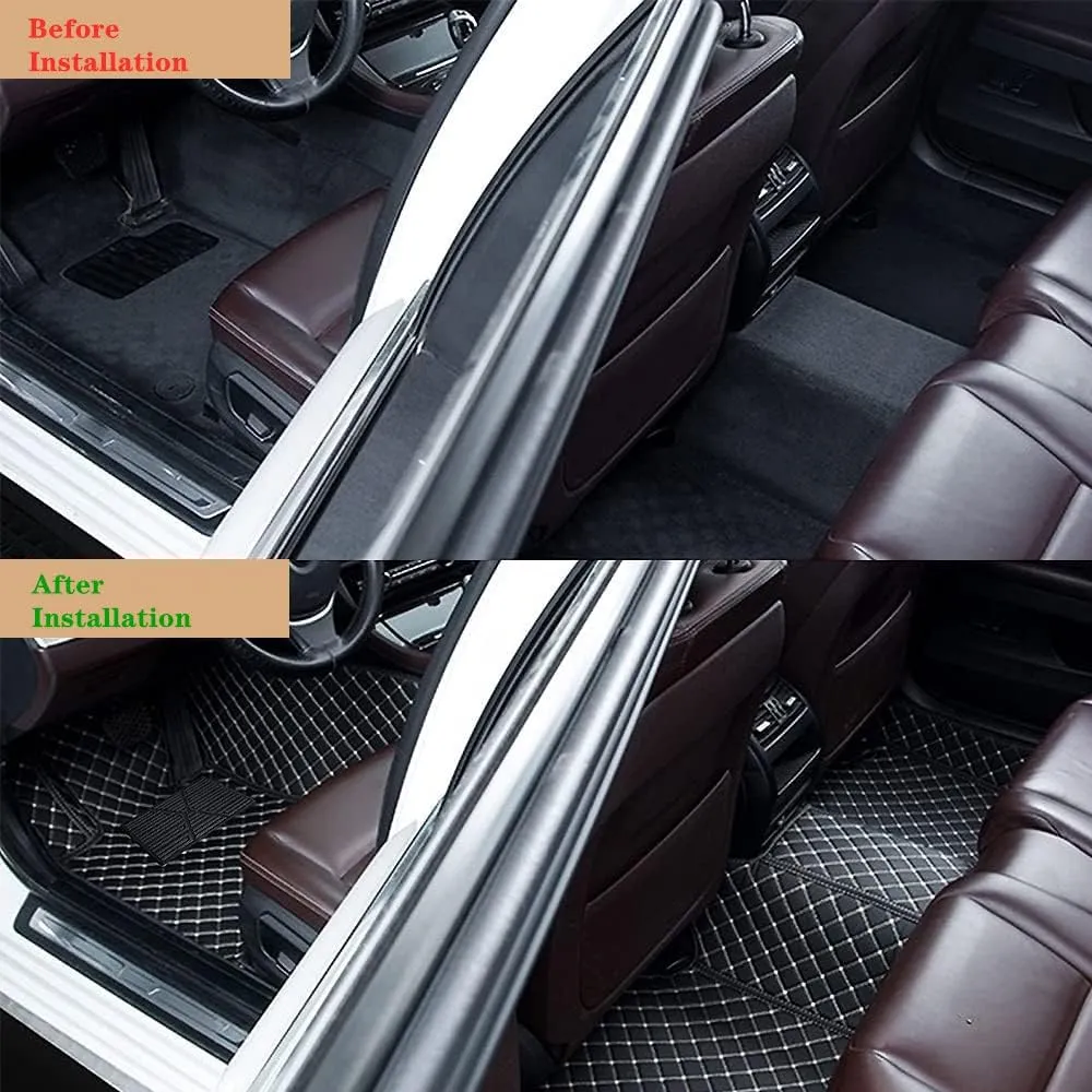 Custom Personalized Floor Mats for Cars - Luxury Full Coverage All Weather Mats, Anti-Slip Leather Mat Set, Fit for 99% of Cars, SUVs & Trucks (Black Red, A-Diamond)